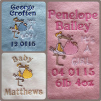 Personalised baby blankets, stork